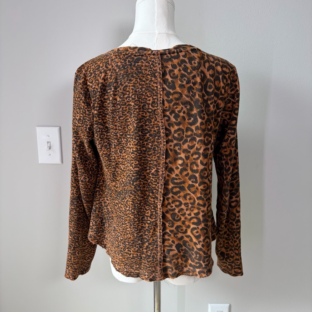 Pilcro Split Neck Leopard Print Top - image 4
